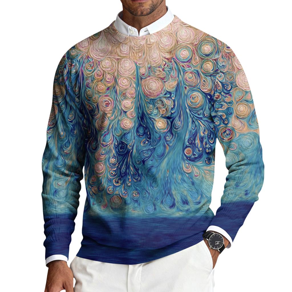 Herren Rundhals Langarm Rippstrick Pullover