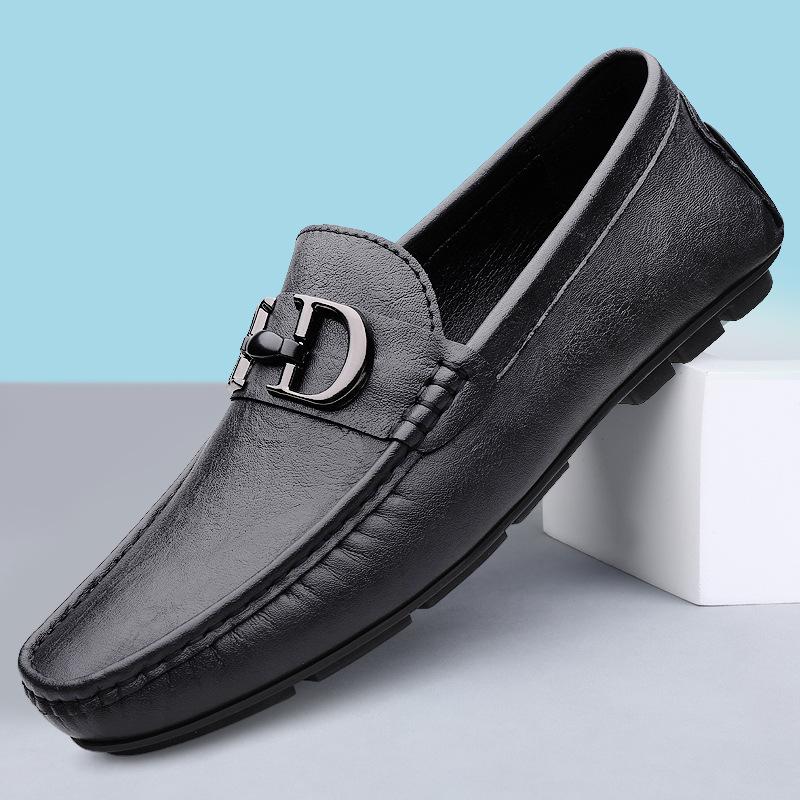 2025 Autumn and Winter Live Broadcast Explosion Driving Doudou Shoes Men's Lazy Shoes Driving Shoes British Casual Men's Leather Shoes