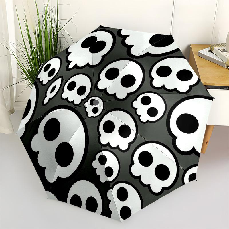 1pc Skull Pattern Design Umbrella with Plastic Handle,Suitable for All Seasons Home Travel Outdoor UmbrellaB1914
