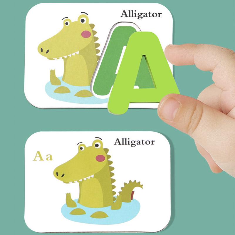 Montessori Wooden Spell Word Game Letter Cognitive Card Matching Games Early Learning Education Educational Toys For Children