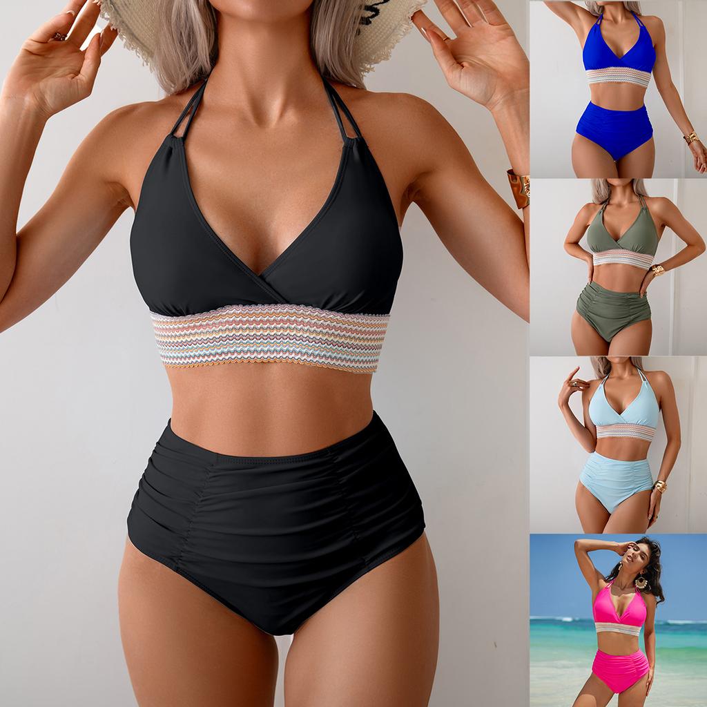 Plunging Backless Fashion and Comfort Beach Vacation Swimsuit Sexy Bikini Swimsuits for Women Fine Stitching In A Variety of Colors Beachwear