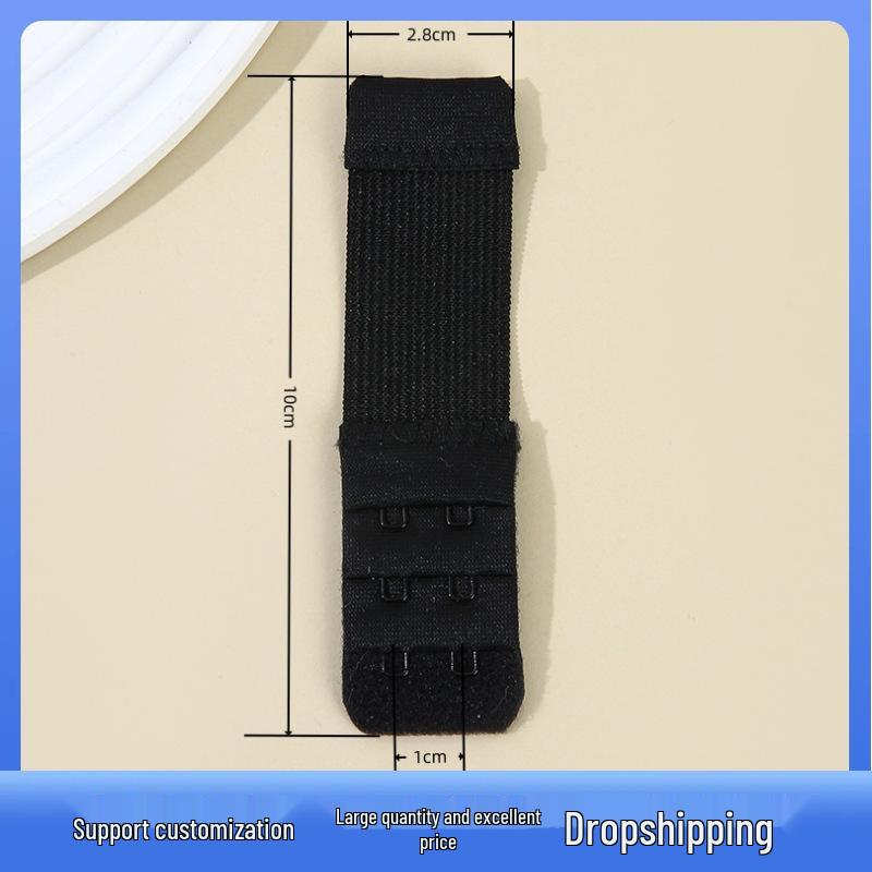 Elastic Nylon Bra Extension: Three-Row, Two-Hook, 2.8cm Stretch Buckle Set No Packaging