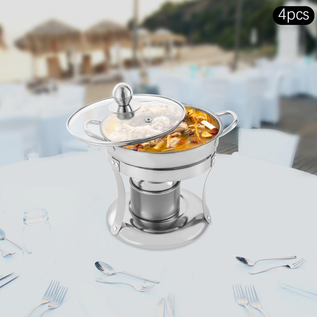 4-Piece Stainless Steel Buffet Warmers Set, Catering Food Warmers with Lids, 17.5x19cm Silver Chafing Dishes for Party Serving