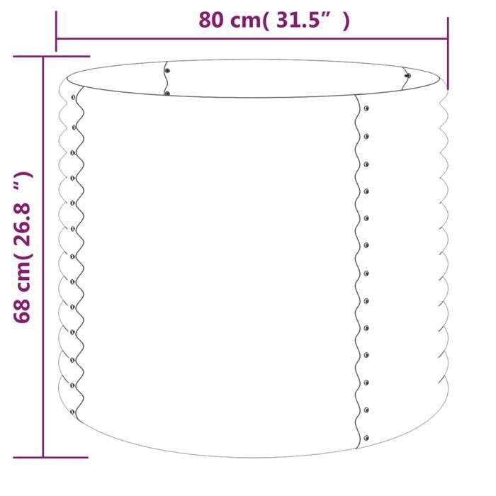Jardinière de jardin - Maison Exclusive - Acier galvanisé - Ø80 cm - Gris