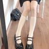 Women's Lolita Black Stockings: Spring/Autumn Over-the-Knee Patchwork Thigh-High, JK Pantyhose, Black & White