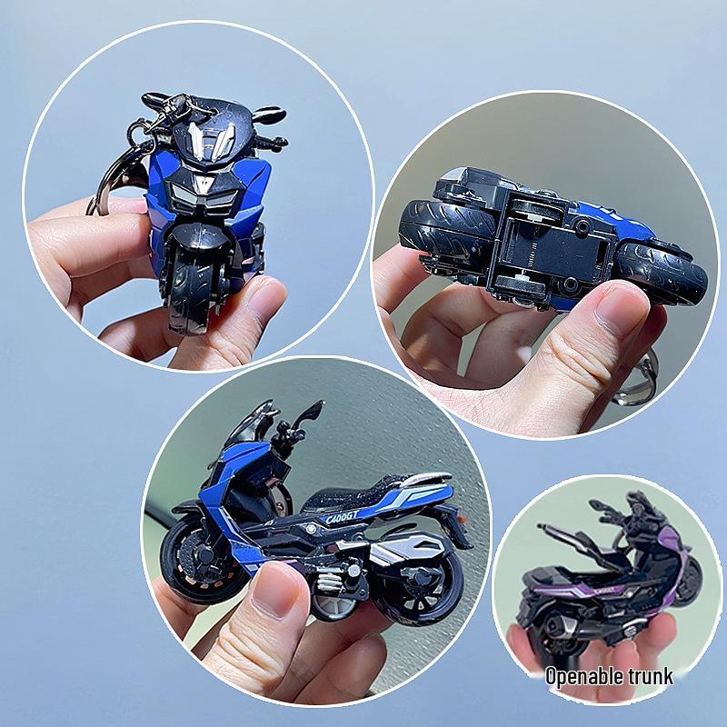 Creative Alloy Harley Motorcycle Keychain: Motorcycle Simulation Rebound Racing Toy Ornament