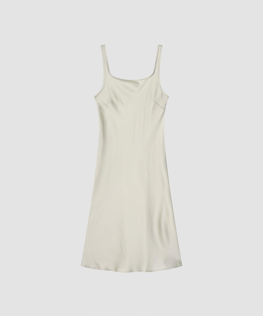 Deolil Plain Midi Satin Dress_Silver Gray