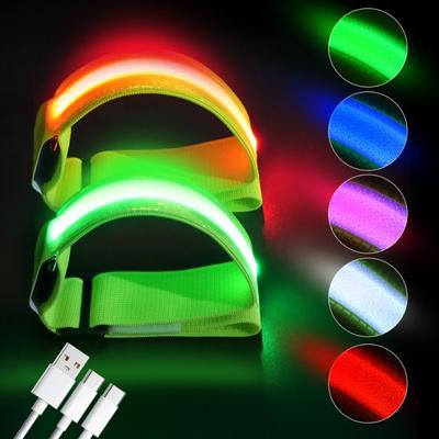 2Pcs Safety LED Light Armband 3 Modes Night Reflective Armband LED Running Light  Outdoor Sports