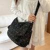 Denim Bag Women's Shoulder Bag Large Capacity Tote Bag Bow Print Commuter Crossbody Bag