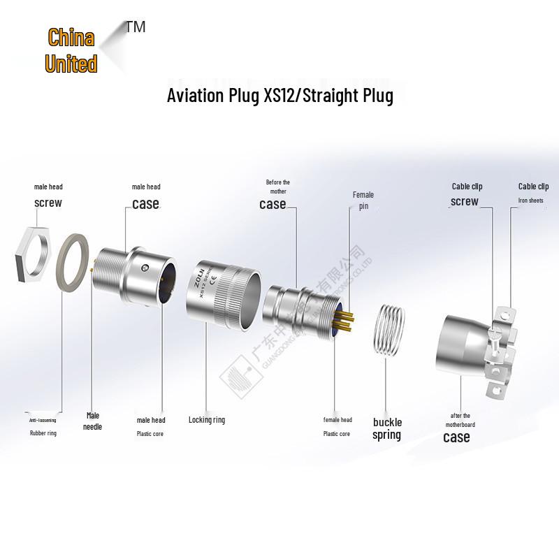 XS12 23456-Pin Male Aviation Connector with Quick Mating Socket