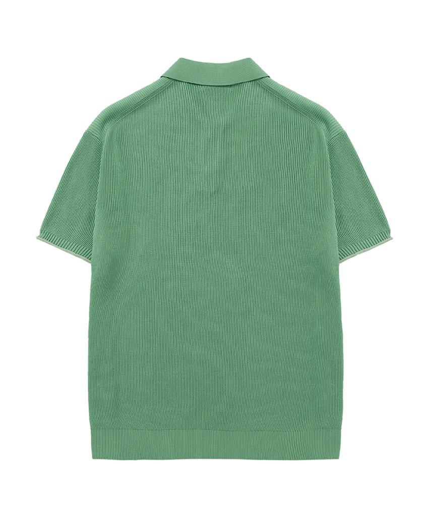 DRAW FIT Contrast Block Short Sleeve Knit [Pistachio Green]