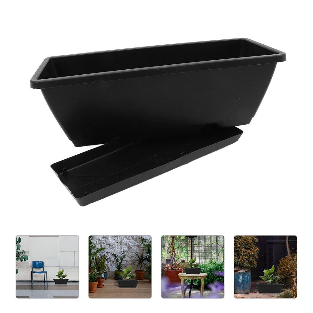 4pcs 50cm Extra Large Rectangular Planting Flower Pot Garden Pots Window Box Planter Vegetable Growing Container With Water Tray
