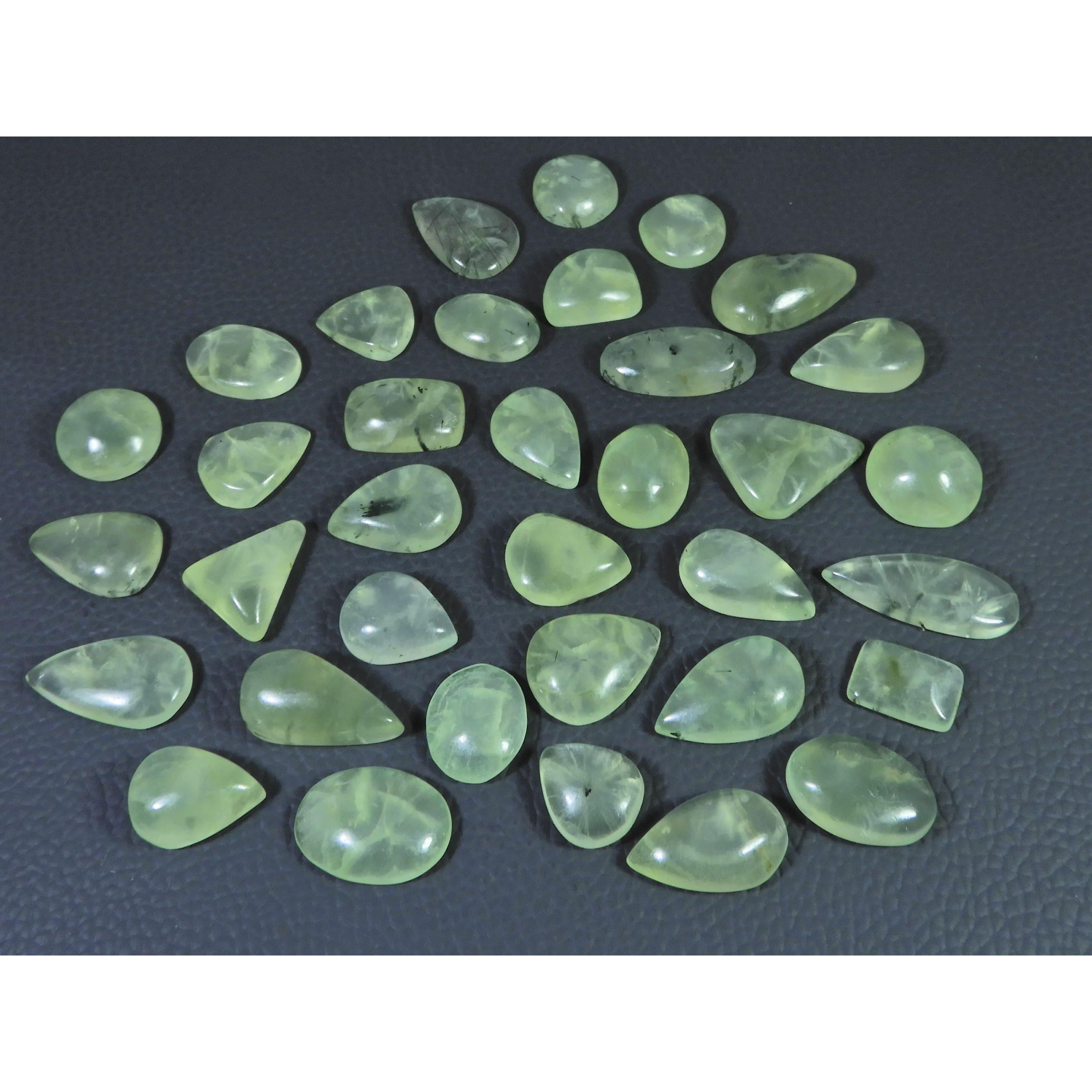 424Cts. Natural Prehnite Mix Shape Cabochon Loose Gemstone 35 pcs Lot C-1793