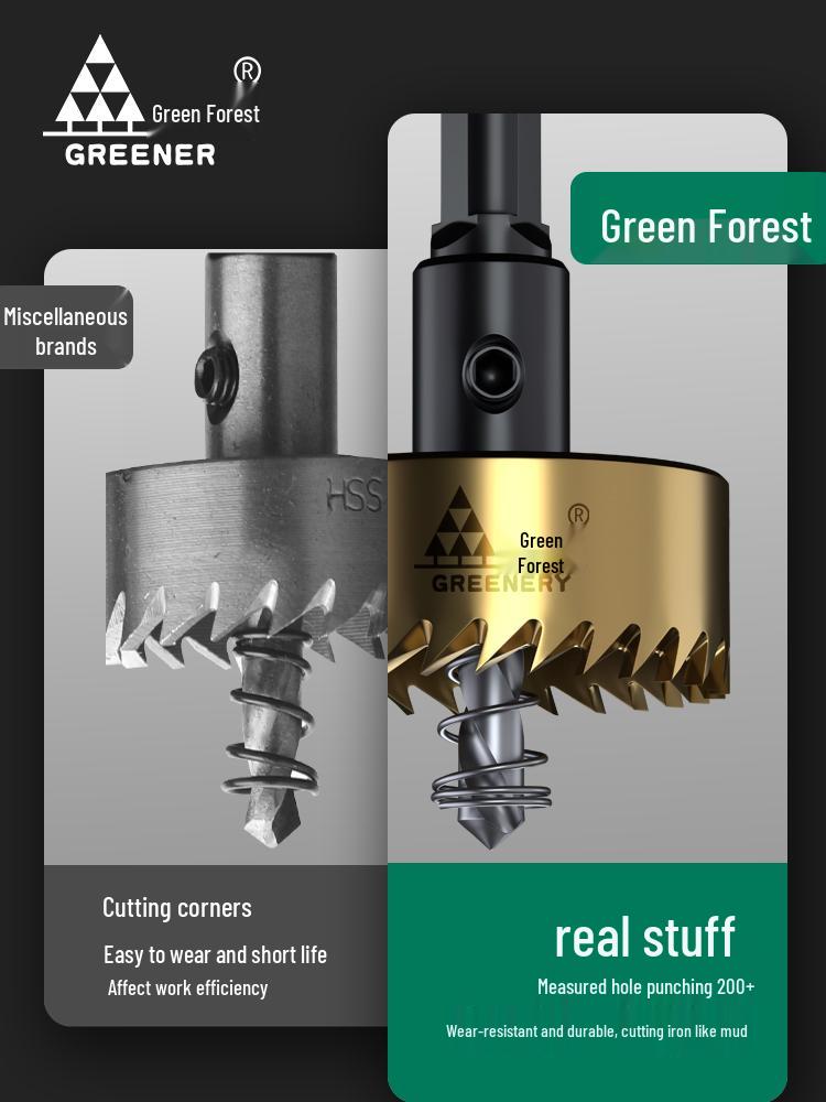 Green Forest Stainless Steel High-Speed Hole Saw Drill Bit Set for Metal and Steel Plates