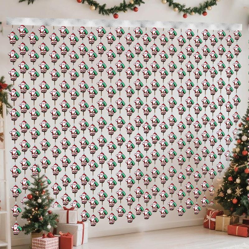 WTEMPO Christmas Snowman Santa Claus Christmas Tree Pattern Tassel Curtains Christmas Party Background Decor Props Christmas Festival Party Banners
