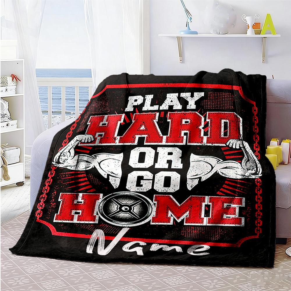 Work Hard Fitness Customize Text Blanket Gift Personalized Blanket Durable Comfort Great for Chair Bed Picnics Home Decor Four Seasons Multipurpose