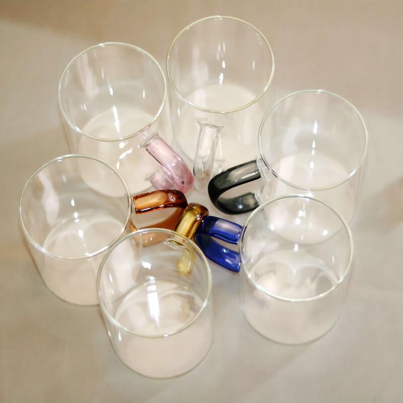 

Shangqi Thickened Six-Color Glass Water Cup Set with Handles (6-pack)