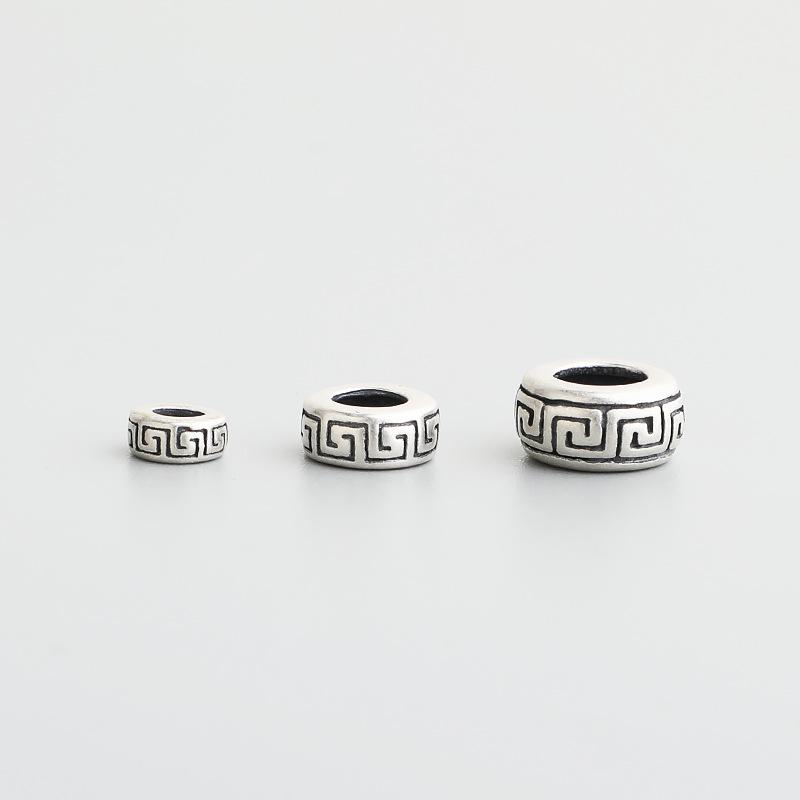 S925 Sterling Silver Swastika Spacer Beads for DIY Braided Cord Bracelet