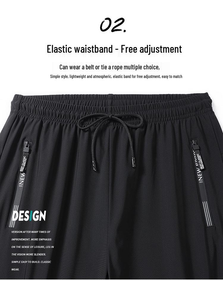 Men's Quick-Dry Ice Silk Casual Pants: Breathable, Loose, Elastic Cuff, Summer Sports Wear