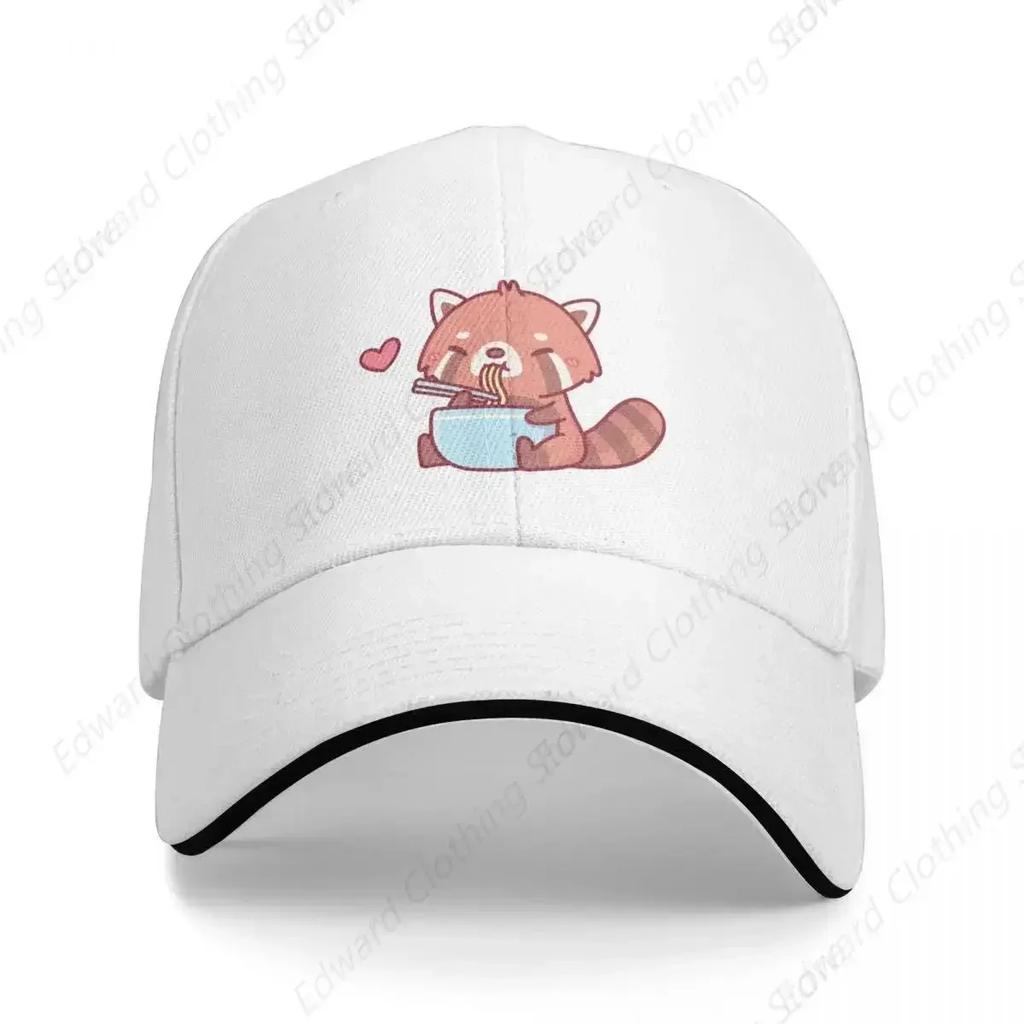 Cute Little Red Panda Eating Ramen Bucket Hat Baseball Cap Sun Hat Streetwear Designer Hat Mens Women's