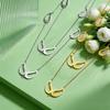 Punk Hollow Waterdrop Double-Layer Necklace for Women Stainless Steel Long Chain Necklaces Fashion Jewelry Gift