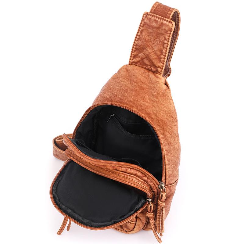 Women's New Korean Version of Soft Leather Backpack Simple Casual and Versatile Chest Bag One-shoulder Crossbody Bag