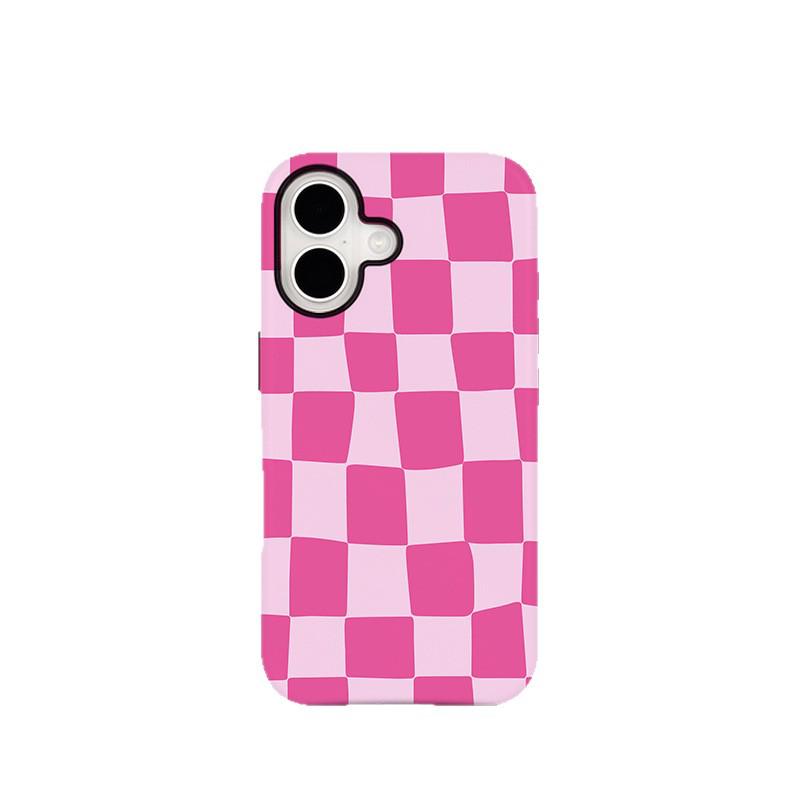 

Rose Red Irregular Plaid Magnetic Anti-Drop Phone Case & Film for Apple 17, Huawei Compatible iPhone 11