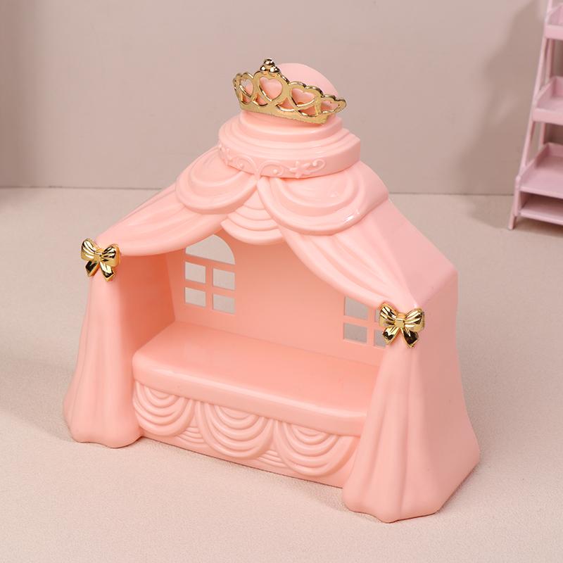 1/12 Dollhouse Mini Princess Bed Model Dollhouse Bedroom Furniture Decoration Dolls House Accessories Pretend Play Toys