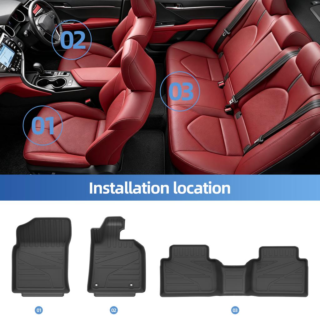 LUCKEASY Right Drive for Toyota Camry XV70 Hybrid Version 2018-2024 TPE Car Floor Mats Trunk Pad All-Weather Accessories Black