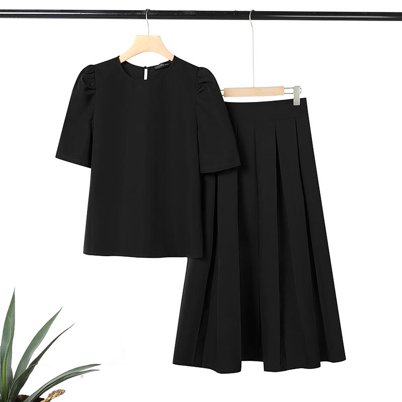 

ZANZEA Women Short Sleeve Blouse and Long Skirts Elegant Casual Two Piece Suit Sets S чёрный