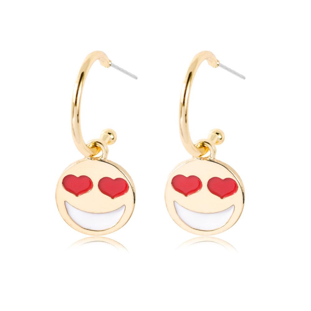 

Уникальные металлические серьги-подвески с эмодзи, смайлики, сердечки в глазах, стиль инс Heart Eyes