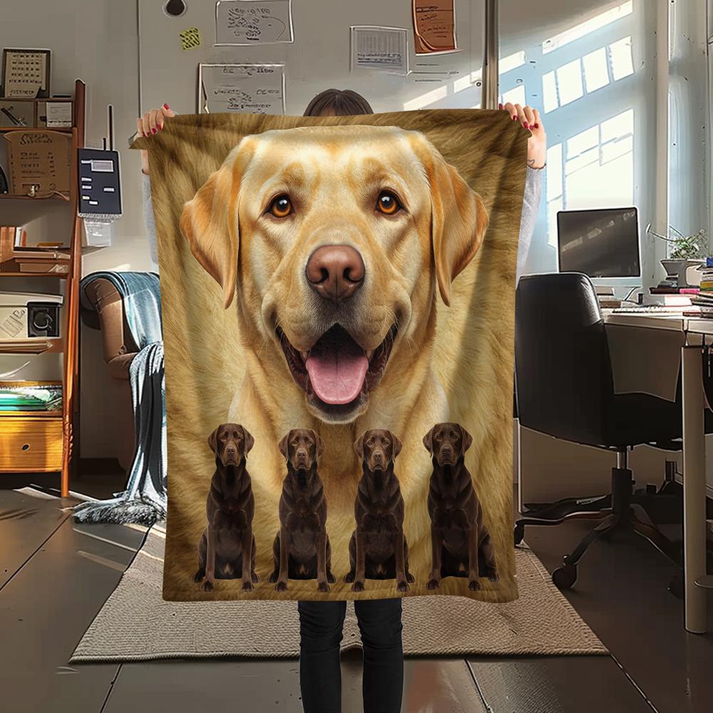 1Pc Labrador Dogs Print Flannel Blanket, High quality Comfortable for All Seasons, Home Decor, Warmth and Comfort, Perfect for Gifts