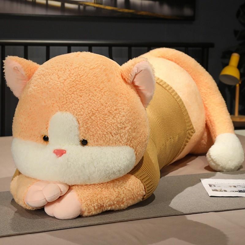 Wear Lying Sweater Cat Plush Toy Stuffed Animal Doll Cartoon Gift Decoration