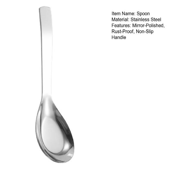 Stainless Steel Soup Spoon with Deep Head Mirror Polished Dessert Eating Spoon Heavy-Duty Tableware for Home Restaurant