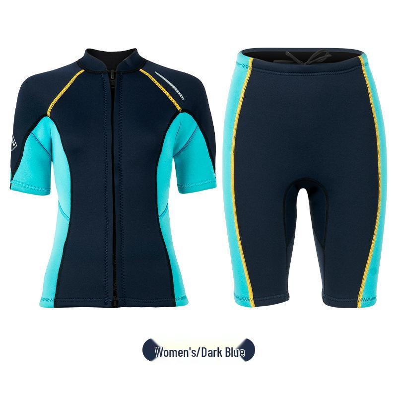 1.5MM Unisex Short-Sleeve Split Diving Suit with Snorkeling Surf Shorts and Cold-Proof Pants