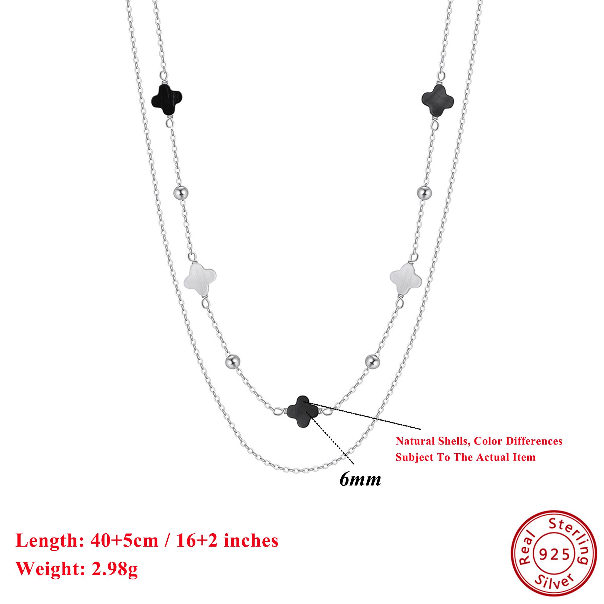 

EFFIE QUEEN 925 silver Four Leaf Necklace 14k Gold Choker Necklace for Women Men GMN59 серебряный