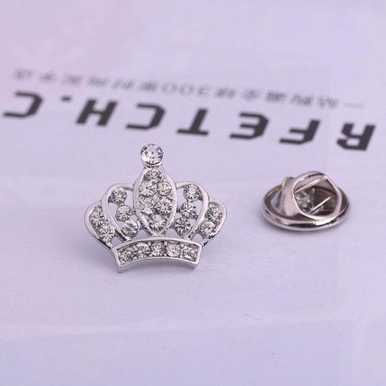 Módní Crown Kamínky Brož Pin Ženy Košile Bunda Límec Dekor Šperky