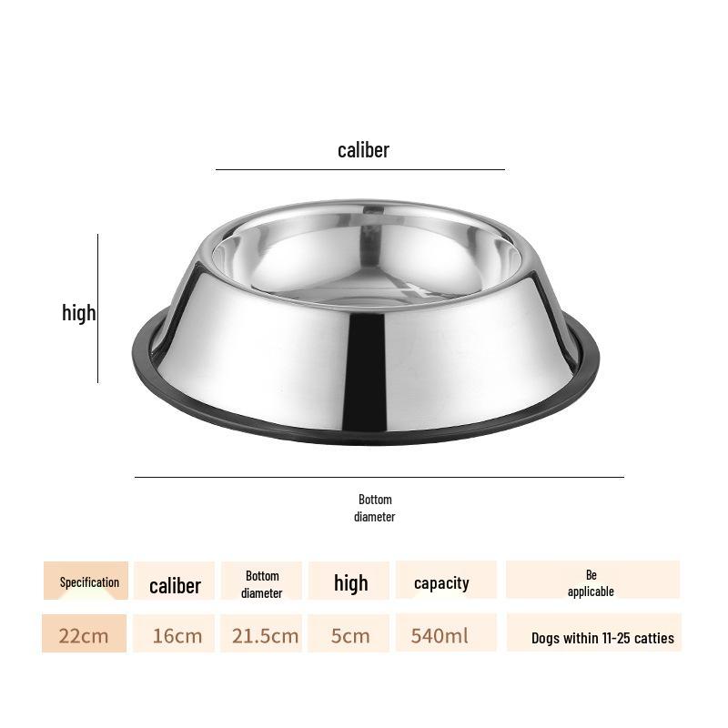 Non-Slip Stainless Steel Pet Food Bowl for Cats & Small Dogs - Thick, Drop-Resistant Design