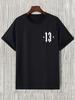 Number 13 Graphic T Shirt Mens Gothic Punk Style Streetwear Black Cotton Tops