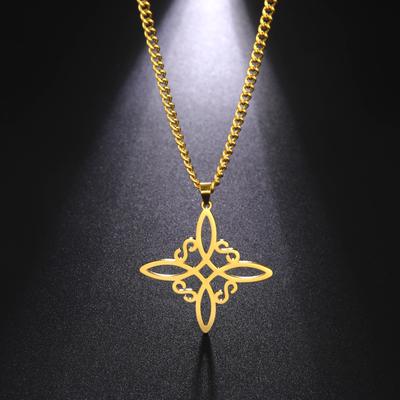 Collar de bruja de color plateado para mujer, collar de nudo celta, amuleto de protección con nudo de bruja, collar Triquetra, joyería Wiccan, collar satánico