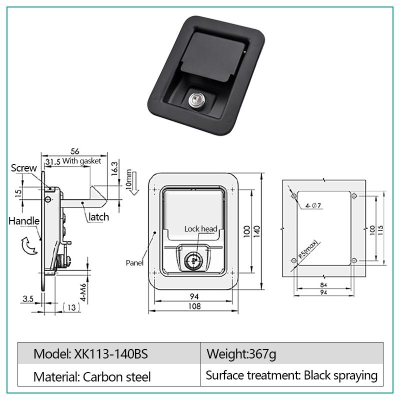 Heavy Duty Carbon Steel Vehicle Toolbox Paddle Lock with Key High Safety Van Truck Security System