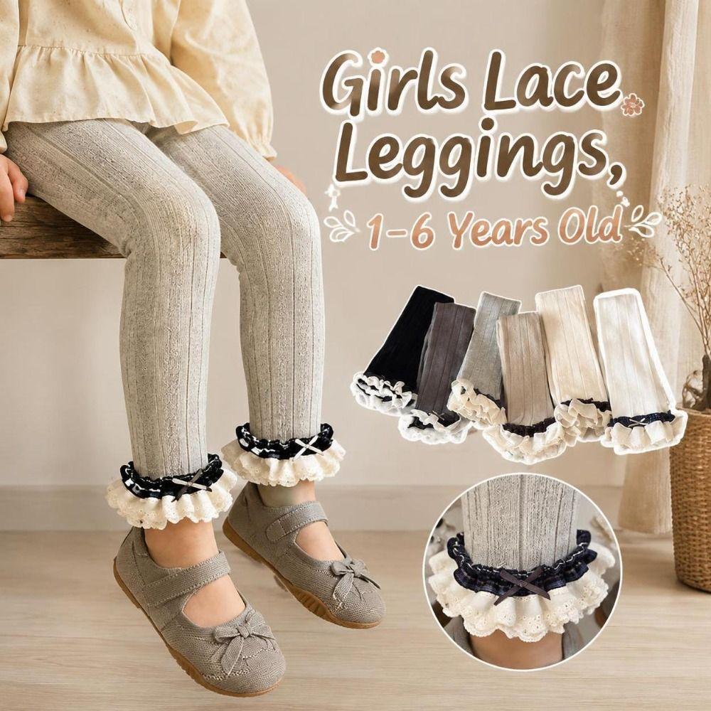 Tight-fitting Girls Lace Leggings Cotton Children Ankle-length Pants  1-6 Years Old