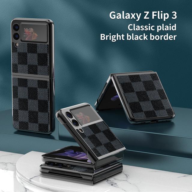 

Обычный кожаный чехол для Samsung Galaxy Z Flip 3, чехол для телефона Z Flip, складной экран, гальваника, все включено, кобура против падения Galaxy Z Flip 3 синий