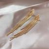 Vintage Long Gold Color Earrings Shiny Thread Tassel Drop Earrings For Women Luxury Hanging Korean Elegant Wedding Party Jewelry