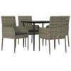 Vidaxl 5-Cz. Garden Furniture Set, Cushions, Black-Grey PE Rattan