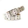 Unisex Leather Eyelet Buckle Belt with Rivet Detail - European & American Style Trend