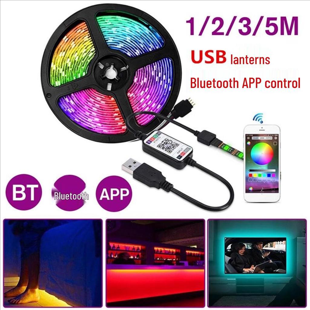 5V LED RGB Strip Lights with USB Bluetooth, Colorful Light Bar for TV Ambiance & Wall Decor