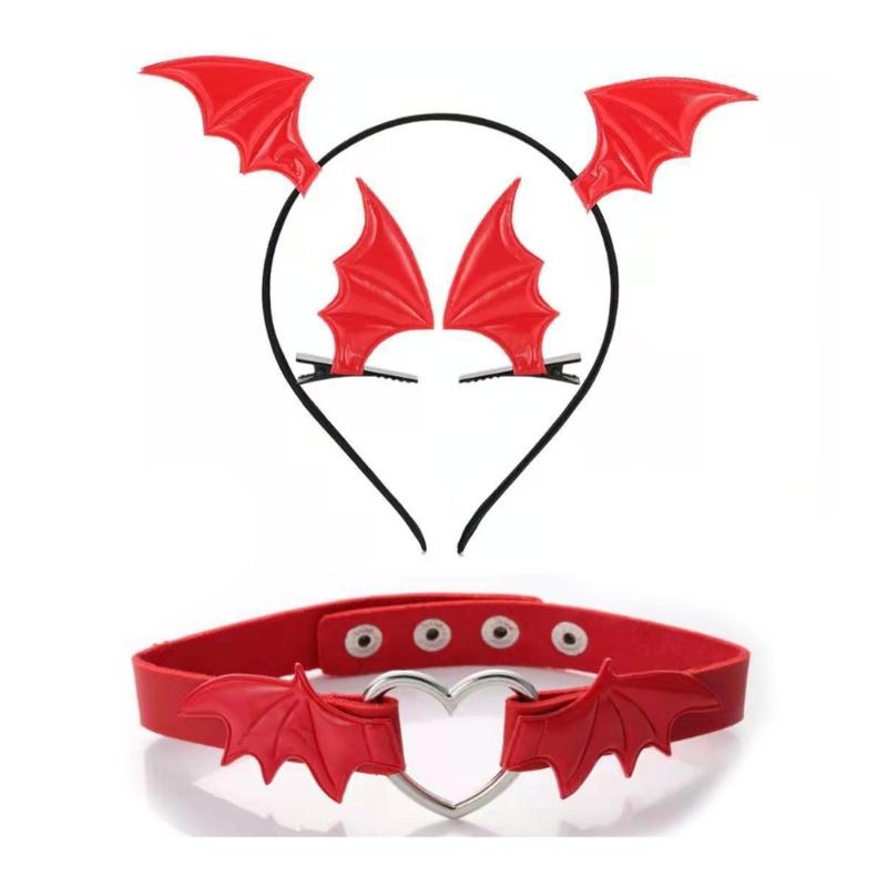 Mädchen Haarspangen Gothic Halloween Cosplay Teufelsflügel Haarnadel Stirnband Punk Haarschmuck Einzigartiger Schwarzer Kopfschmuck