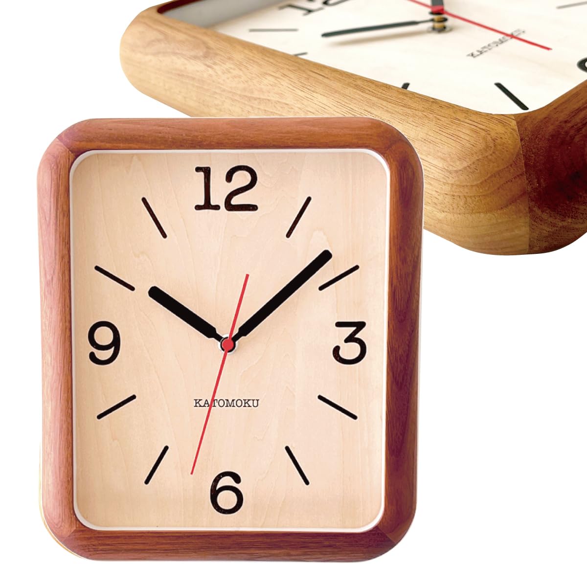 

KATOMOKU Muku Clock 19 Walnut Wall Clock with Continuous Second Hand, km-133WARC, 280mm x 220mm (Radio-Controlled Clock)