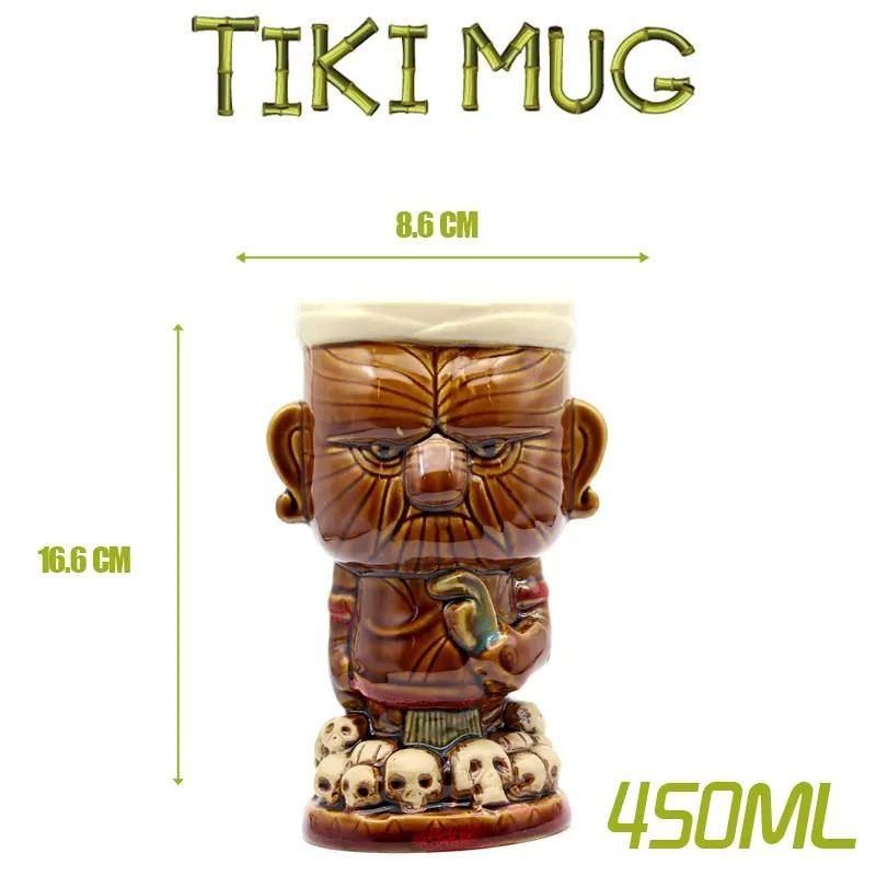 Tiki Bar Tiki MUG Keller Hawaii Cocktail Glass Martini Ceramic Mugs Creative Cup Easter Island Mugs Halloween Gift for Bar Tools